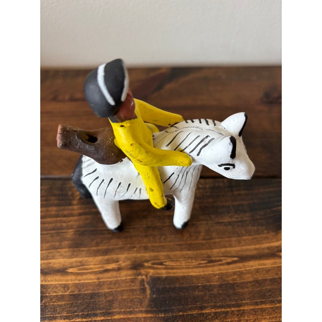 Sculpture Materials Mid 20th Century Folk Art Clay Whistle of Man on Horse For Sale - Image 7 of 9