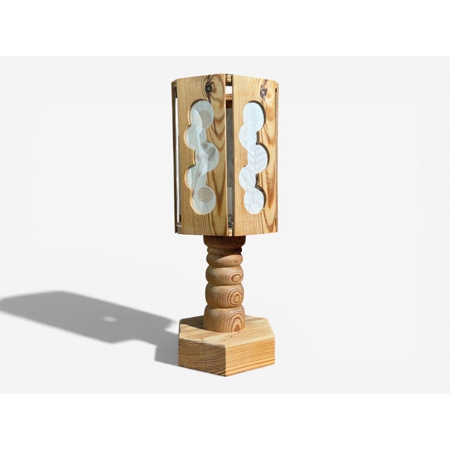 Swedish Modern, Table Lamp, Pine, Fabric, Sweden, 1940s For Sale - Image 9 of 10