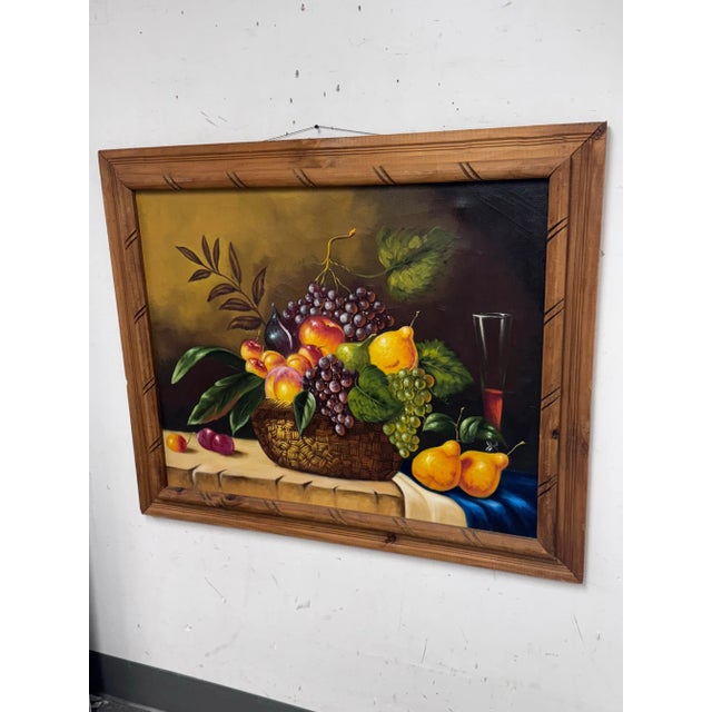 Traditional Mid 20th Century Still Life Fruit Basket Framed Painting For Sale - Image 3 of 12