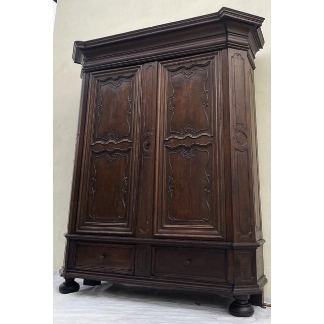 Black Antique Baroque Wardrobe in Oak, 1600s For Sale - Image 8 of 18