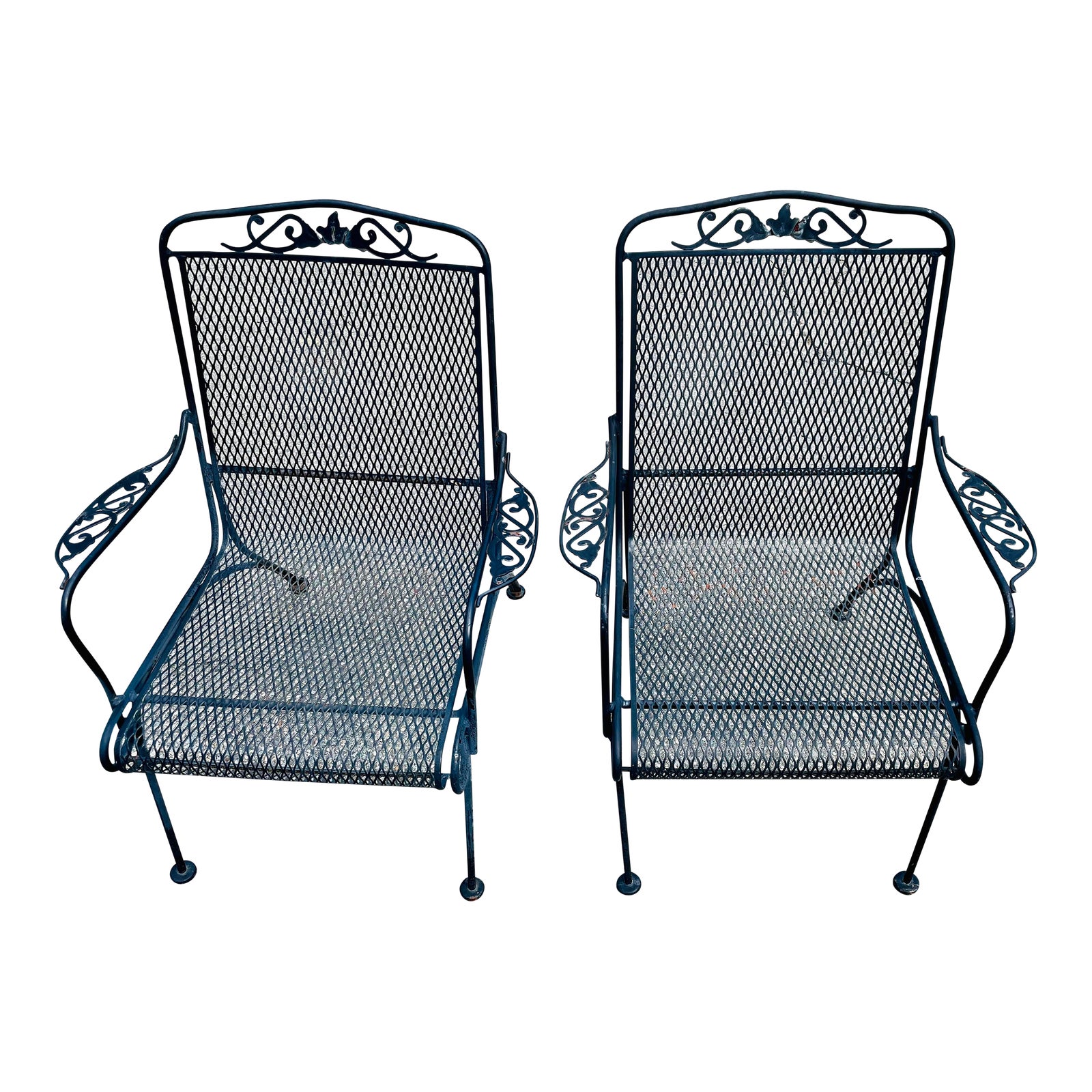 A Pair of Vintage Wrought Iron Outdoor Patio Chairs Chairish