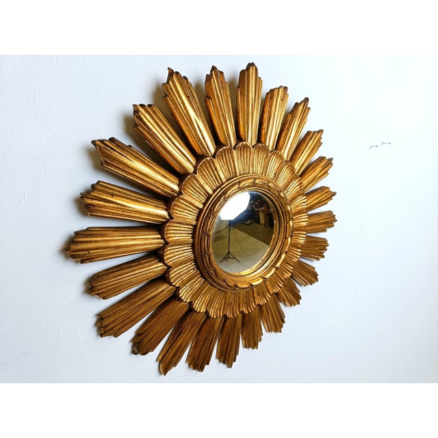Traditional Vintage Gilt Sunburst Mirror, 1960s For Sale - Image 3 of 15