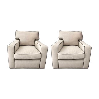 Pair of Club Chairs by A. Rudin Swivel For Sale