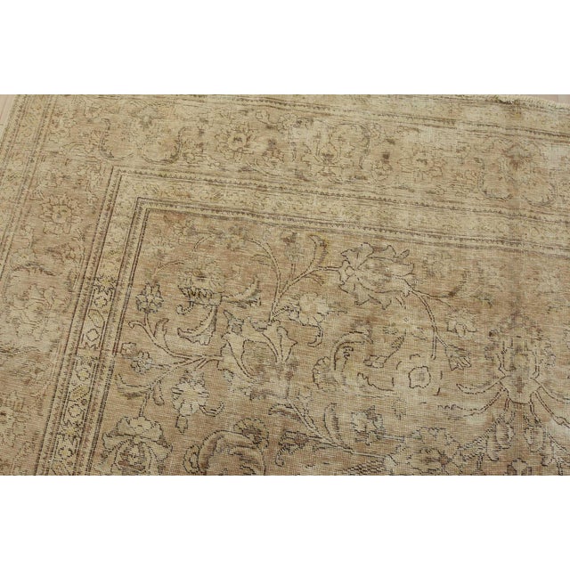 Textile Tabriz Rug 9’9” X 12’2” Brown Wool Vintage Distressed Hand-Knotted Carpet For Sale - Image 7 of 14