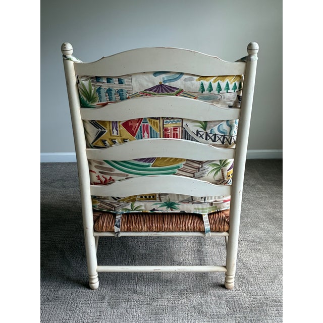 Late 20th Century Vintage Coastal Palm Beach Lounge Chair & Ottoman in Custom Tropical Upholstery For Sale - Image 5 of 6