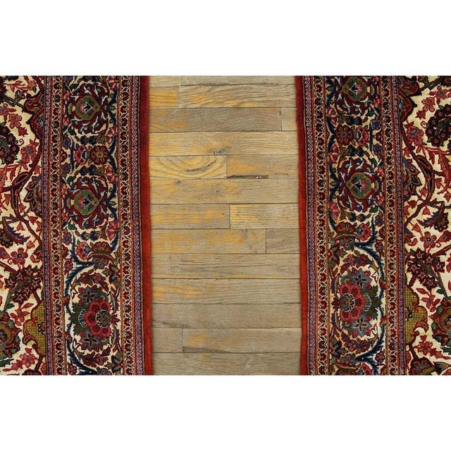 1920s Scatter Pair of Beige Field Floral Antique Kashan Knotted Wool Carpet Rug For Sale - Image 4 of 10