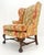 Large Fancy Floral Pattern Uphlstry Fine Carved Ball & Claw Feet Wing Chair MINT For Sale - Image 12 of 13