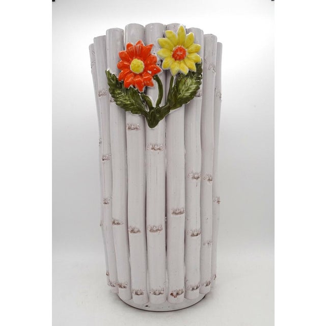 Ceramic Faux Bamboo Umbrella Stand, Italy, 1960s For Sale - Image 9 of 18