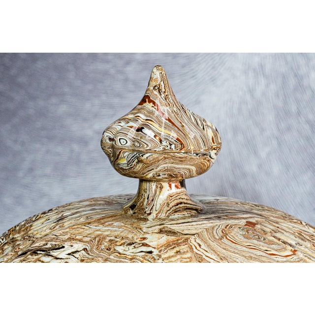 Rare 19th Century Antique Victorian Copeland & Garrett Agateware Pottery Cheese Dish and Lid English Ceramic Art Pottery For Sale - Image 4 of 18