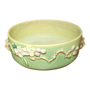 1940s Roseville "Apple Blossom" Green Bowl