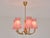 Vintage Swedish Five-Arm Brass Chandelier with Pink Shades, 1940s For Sale - Image 12 of 13