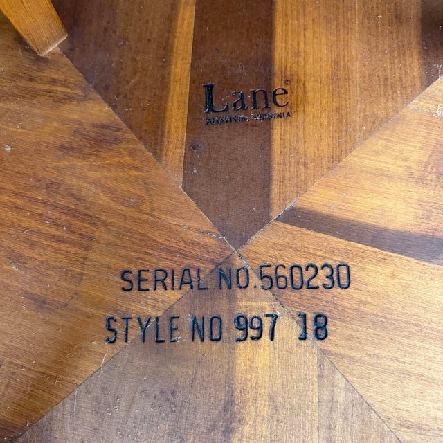 Pair of Lane Rhythm Round Walnut Side Tables Mid-Century Modern For Sale - Image 11 of 12