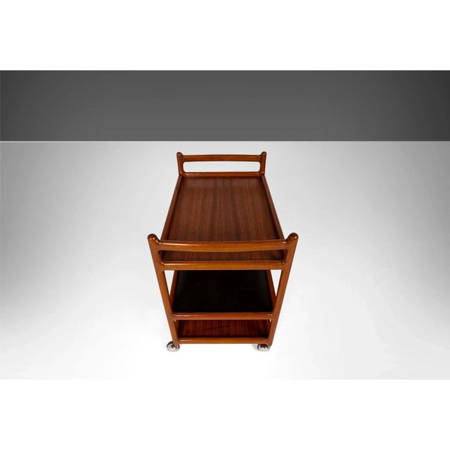 Danish Modern Teak Bar Cart Trolley by Johannes Andersen for Silkeborg, circa 1960 For Sale In Orlando - Image 6 of 11