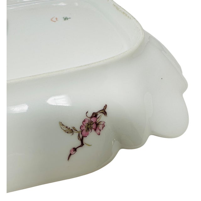 White Antique Haviland Limoges Platter | Schleiger 222 Pink Floral Pattern | H&Co L France 1888-1896 | Scalloped Victorian Serving Dish For Sale - Image 8 of 13