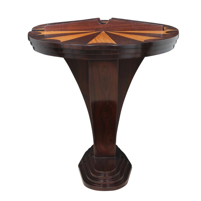 Art Deco Art Deco Petite Teak and Rosewood Demi-Lune Console Table For Sale - Image 3 of 5