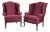 Vintage Pair Burgandy Wing Back Chairs by Hamilton House For Sale