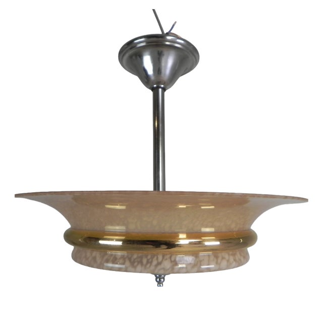 Art Deco Pendant Lamp with Glass Shade, 1930s For Sale