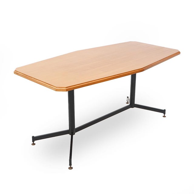 1970s Table with Wooden Top and Metal Structure, 1950s For Sale - Image 5 of 13