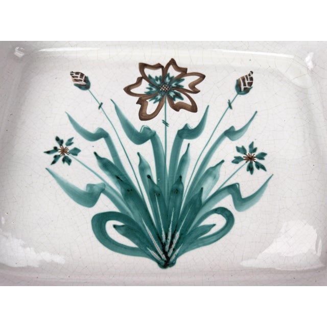 Large rectangular ceramic dish designed by Robert Picault in Vallauris, France, circa 1960. The dish features a hand-...