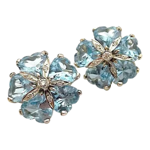 Christina Addison 18kt White Gold Sand Dollar Earrings With Blue Topaz and Diamonds