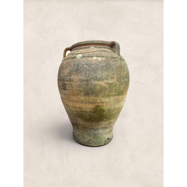Late 19th Century X Large (32" H) Pair of Antique Greek Terracotta Olive Jars With Weathered Patina For Sale - Image 11 of 14
