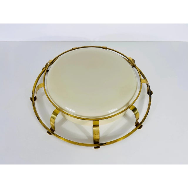 Brass and Glass Wall Lamp or Flush Mount, Italy, 1960s For Sale - Image 9 of 12