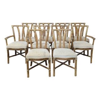 Set of Ten McGuire Bamboo Dining Chairs For Sale