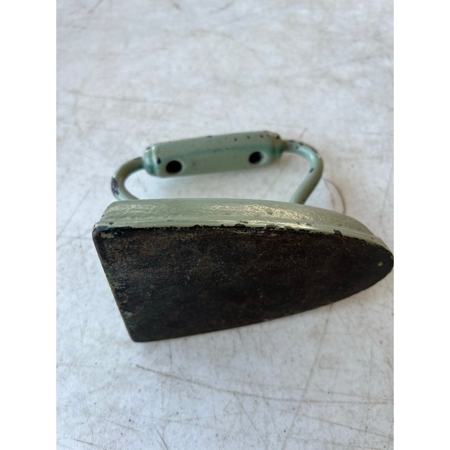1940s Antique Cast Iron Painted Green For Sale - Image 5 of 6