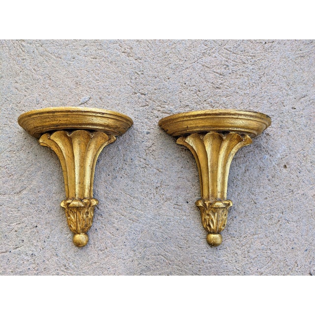 Mid 20th Century Pair Gold Gilt Corbel Style Wall Shelves For Sale - Image 4 of 7