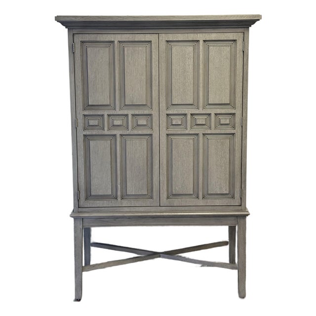 Ethan Allen Carys Sun Washed Grey Bar Cabinet For Sale