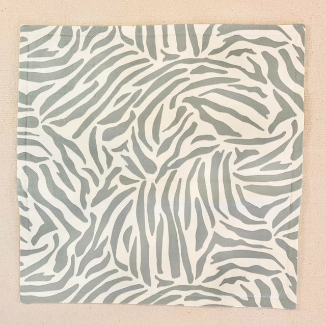 Contemporary Designer Vicki Payne Free Spirit Gray Ivory Zebra African Safari Animal Print Pillow Covers- 3 Pc Set For Sale - Image 3 of 6