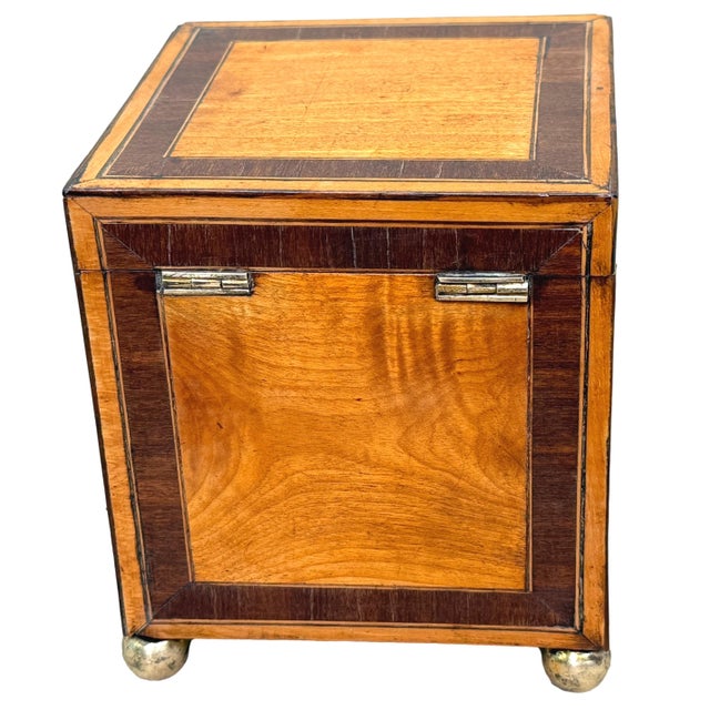 Brown 18th Century George III Satinwood Square Tea Caddy, 1790 For Sale - Image 8 of 10