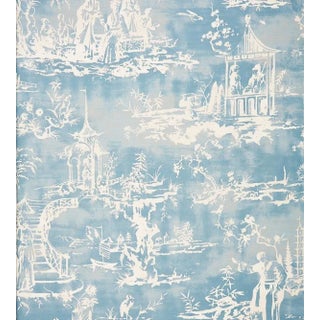 The House of Scalamandré Summer Palace Fabric, Sky For Sale