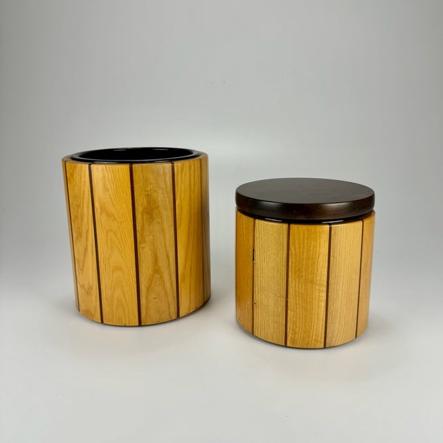 Brown Wooden Ice Bucket and Bottle Cooler from Enolinea, Italy, 1980s, Set of 2 For Sale - Image 8 of 8
