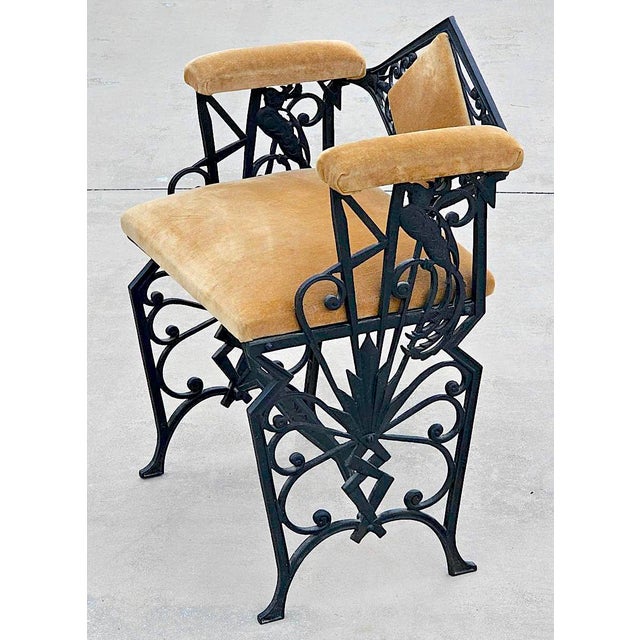 Vintage Art Deco Cast Iron “Paradise Bird” Vanity Chair / Dressing Stool Striking American Art Deco vanity chair dating to...