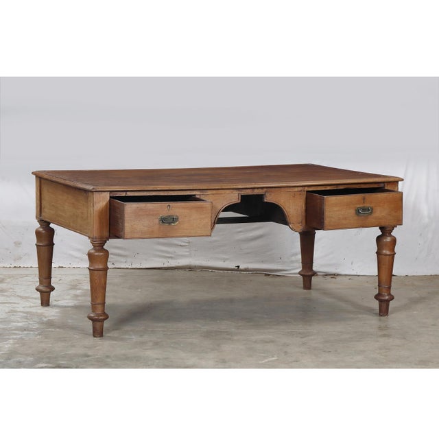 Brown Antique Anglo-Indian Teakwood Partner’s Writing Table For Sale - Image 8 of 9