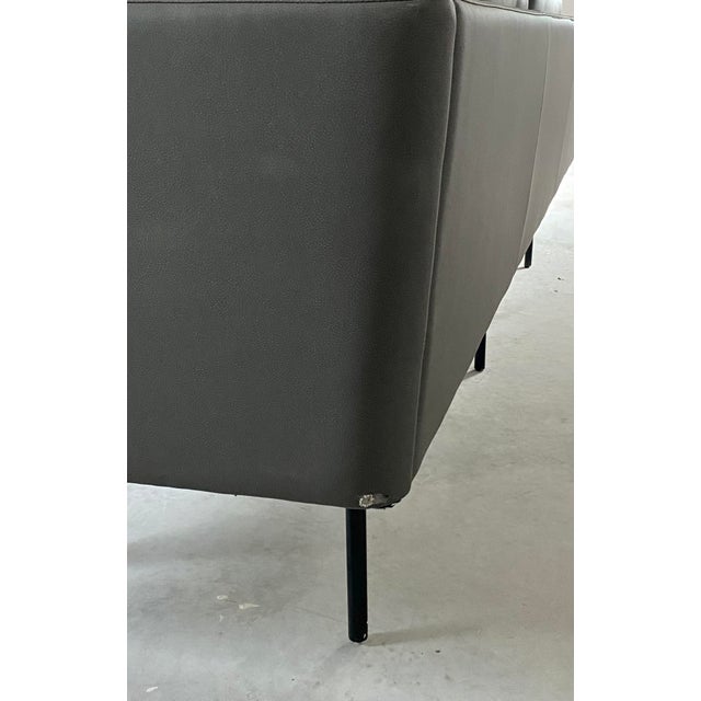 Minimalist Kimball Whittaker Faux Leather Lounge Sofa For Sale - Image 12 of 17