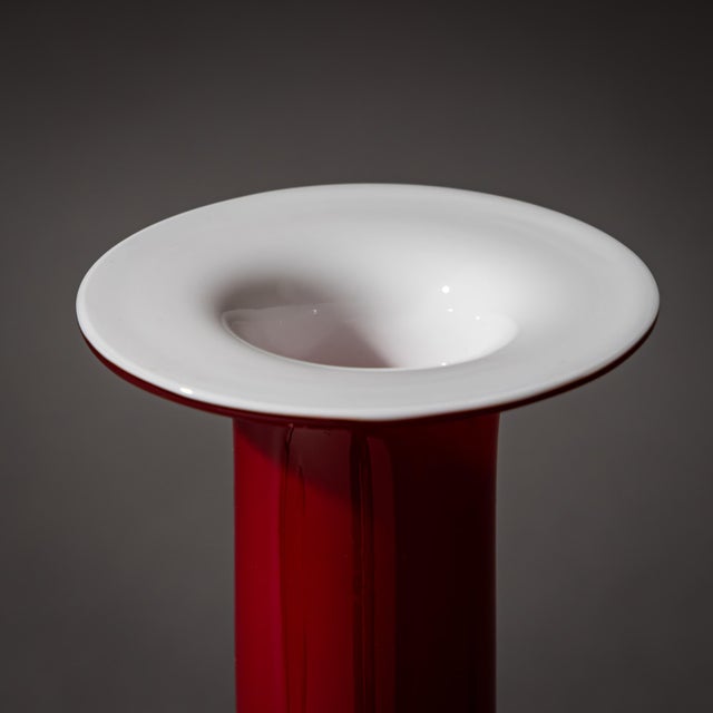 Red and White Glass Vases by Otto Brauer for Holmegaard, Denmark, 1960s, Set of 2 For Sale - Image 11 of 13