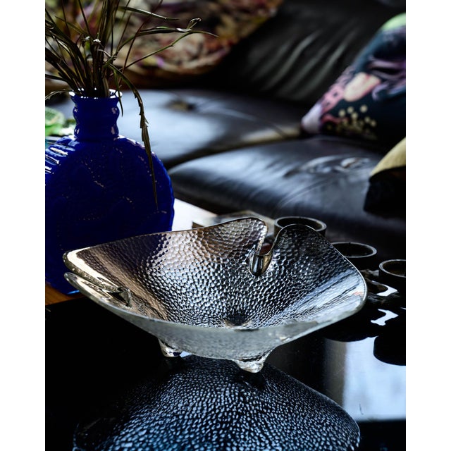 Peill & Putzler textured clear glass centerpiece bowl, made in Germany during the 1970s. The low, broad body rises into...