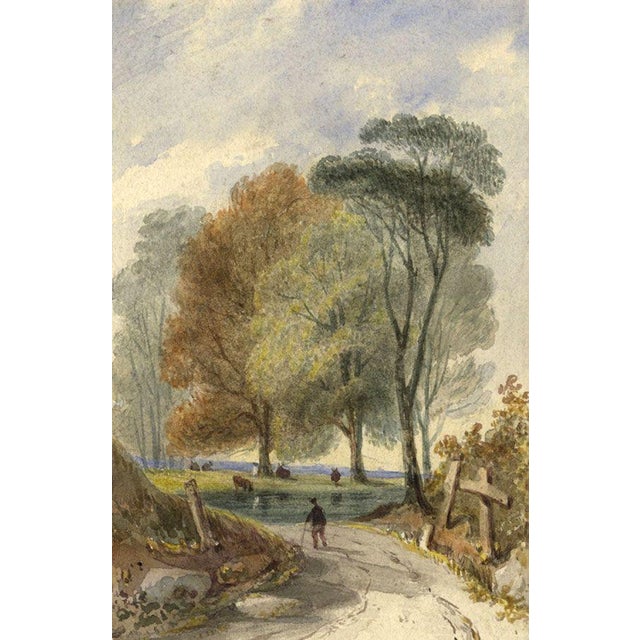 An original early 19th-century watercolour painting, Attrib. John Henderson Country Road.A rural scene showing a dirt road...