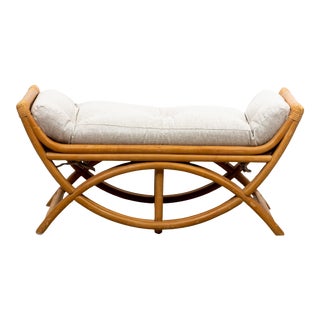 Mid 20th Century Bamboo Rattan Bench in the Style of Paul Frankl For Sale