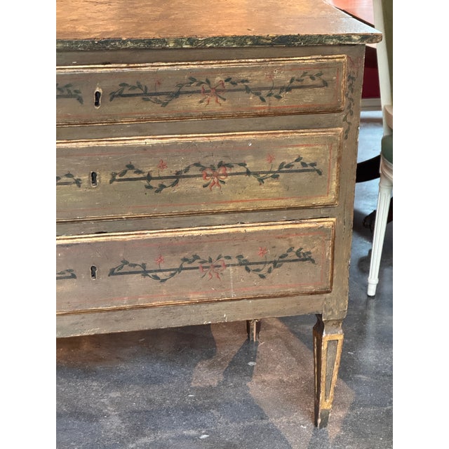 Wood 18th Century Italian Neoclassical Painted Chest For Sale - Image 7 of 13