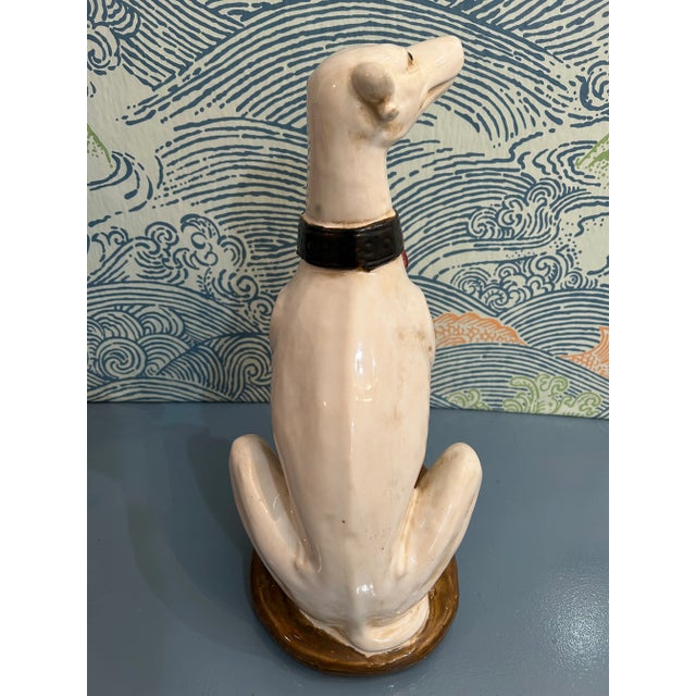 Mid 20th Century Handpainted Porcelain Whippet or Greyhound Statue For Sale In New Orleans - Image 6 of 10