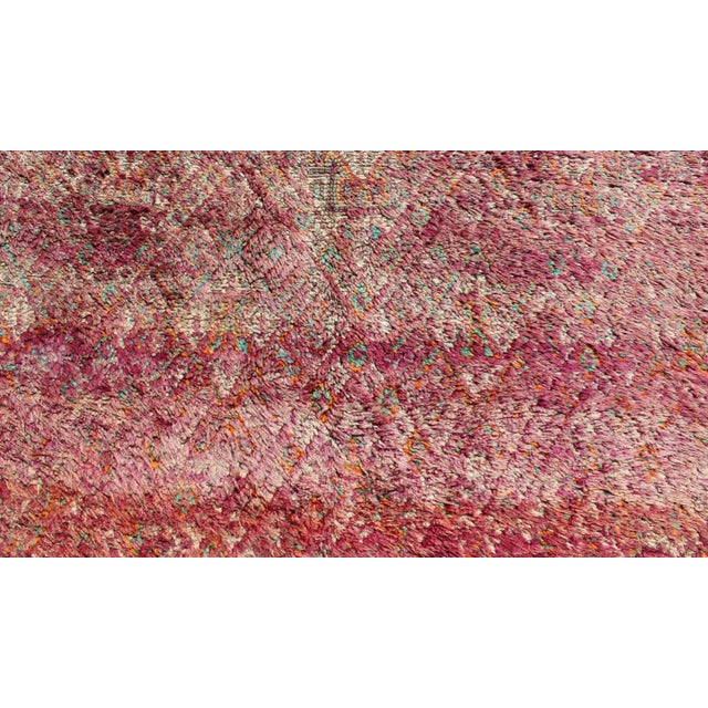 Red Tribal Design Vintage Moroccan Rug in Purple, Red, Orange, and Green For Sale - Image 8 of 13