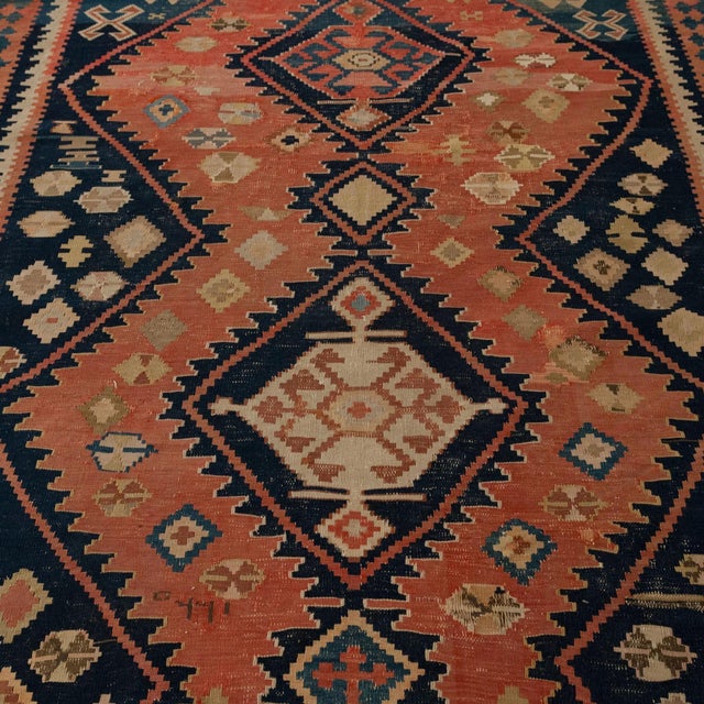 Vintage Hand-Knotted Caucasian Kazak Kilim Runner, 1920s For Sale - Image 3 of 7