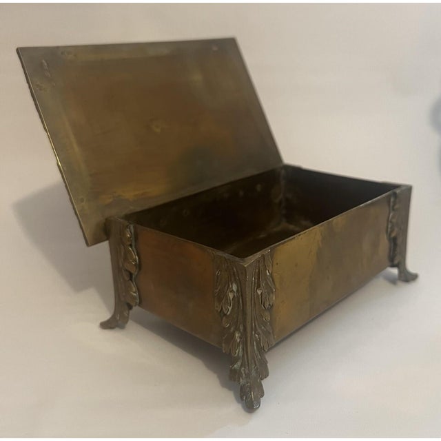 French Jewelry Box Antique French Empire Dore Bronze Footed Medallion Classical 19th C For Sale - Image 3 of 9