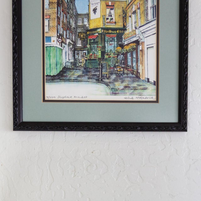 Glass Illustration of Shepherd Market Ye Old Grapes and Sofra in Mayfair London For Sale - Image 7 of 11
