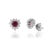 Heart-Cut Ruby & Diamond Floral Halo Stud Earrings in 14k White Gold- A Pair For Sale In New York - Image 6 of 14