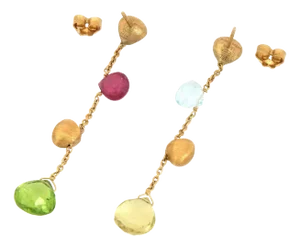 Marco Bicego Aruba Tourmaline Peridot Topaz 18k Gold Bead Dangle Earrings
