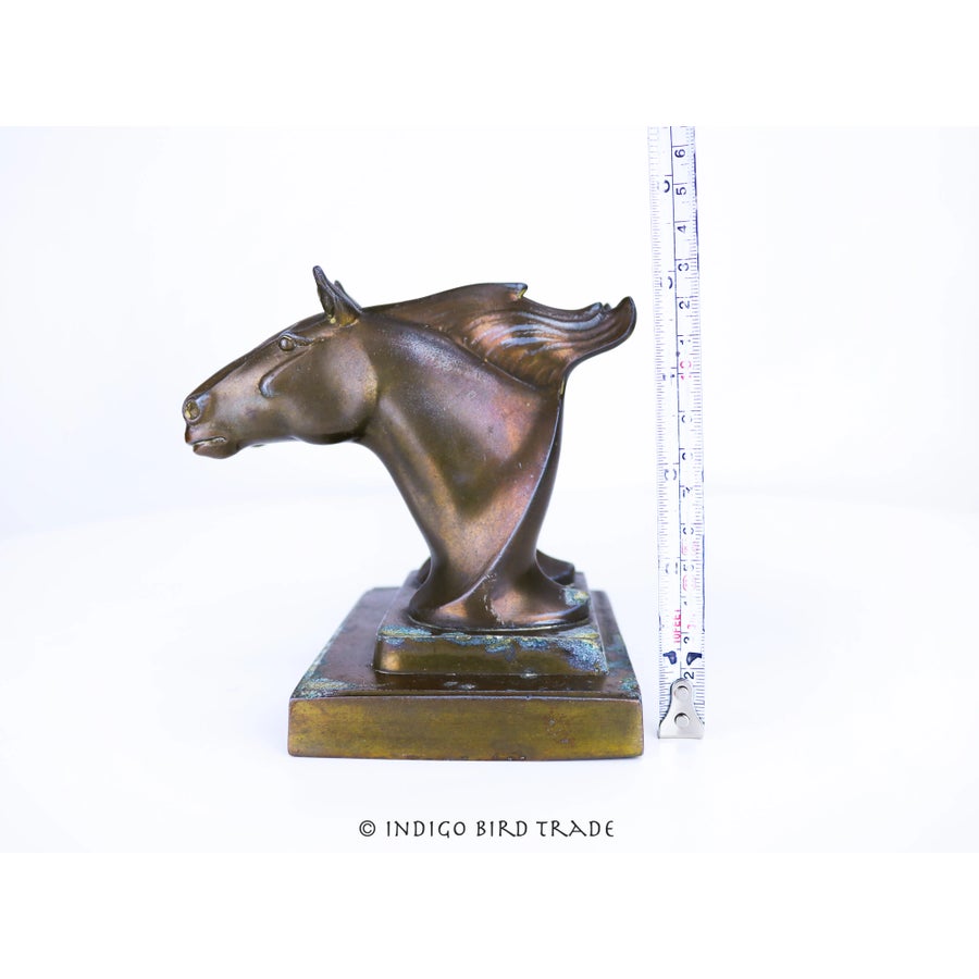 1920s Art Deco Frankart Double Horse Head Bronze Bookends- a Pair